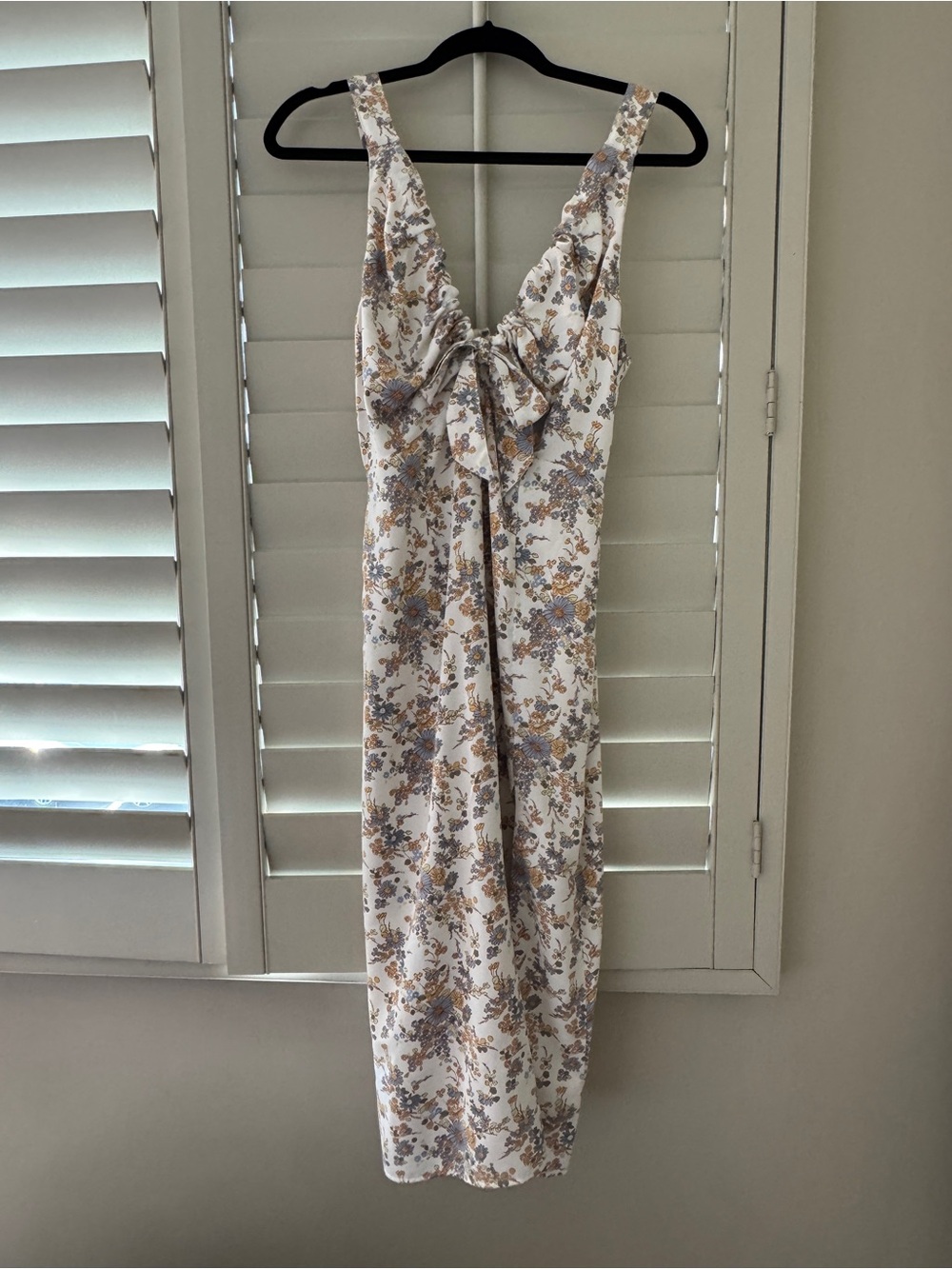 Abercrombie & Fitch Ivory Midi Dress with Blue and Yellow Floral